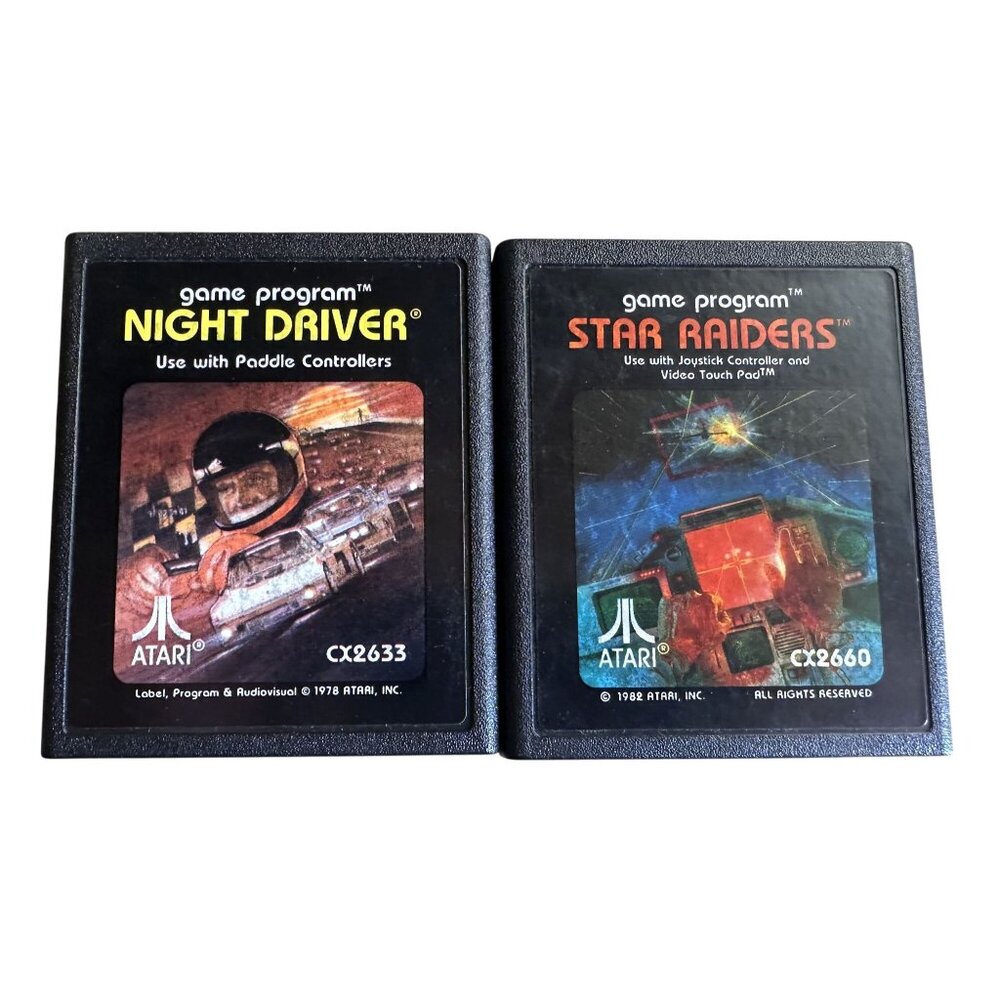 Vintage Atari 2600 Games 2 Games Night Driver & Star Raiders